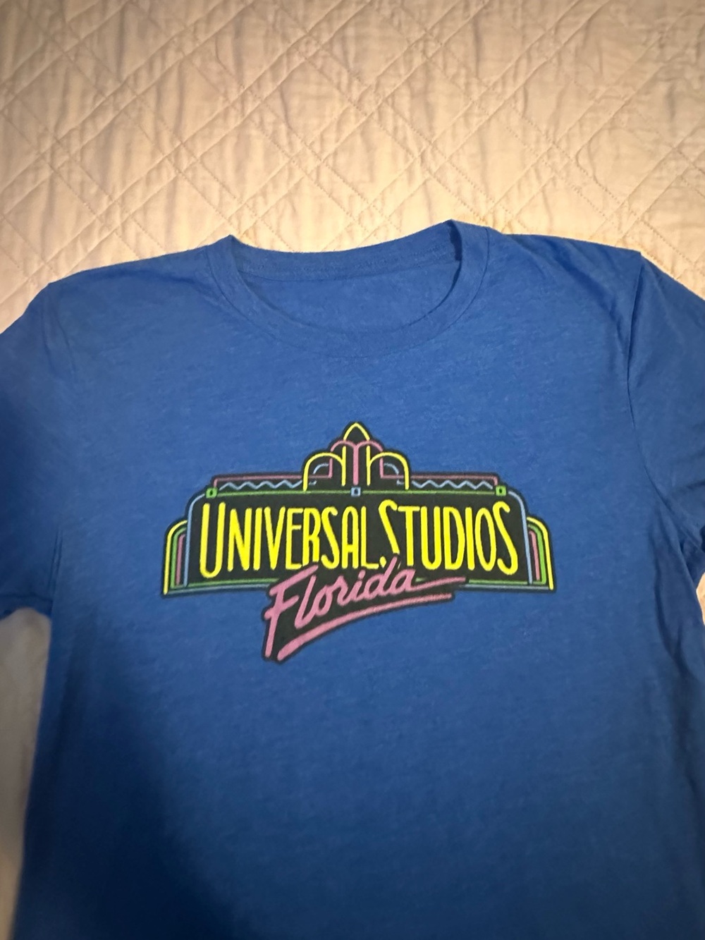 Universal Blue Kids Short Sleeve Tee with Neon Logo